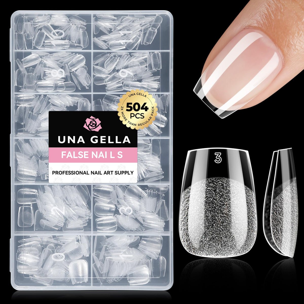 UNA GELLA Short Almond Nail Tips 504PCS Short Fake Nails Soft Press Ons