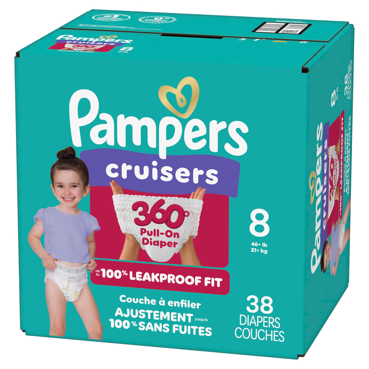 Pampers Diapers - Cruisers 360 - Size 6, 104 Count, up to 100% Leakproof Pull-On Diaper for Active Babies