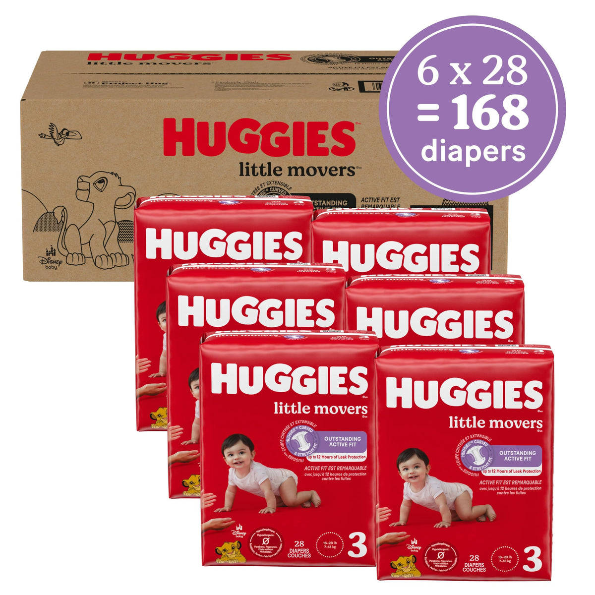 Huggies Little Movers Diapers Size 6, 108 Count (2 Packs of 54)