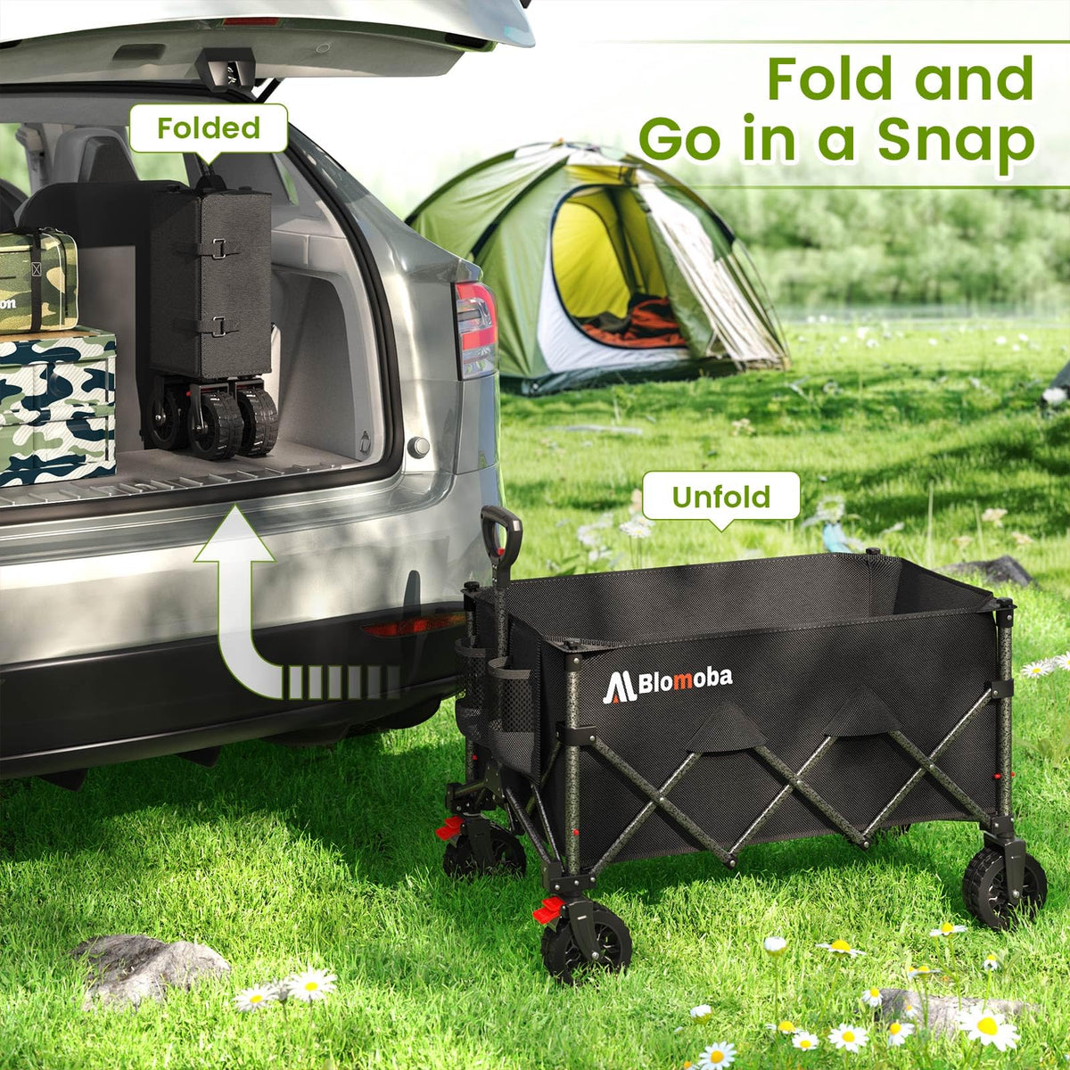 Blomoba Folding Wagon Cart with Wheels, 220lbs Utility Wagon Cart, Black Father Jim Norris notebooks