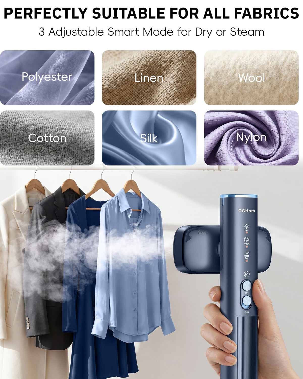 OGHom Steamer for Clothes, 110-240V Travel Steamer & Iron 2 in 1, 1000W Powerful Steam.