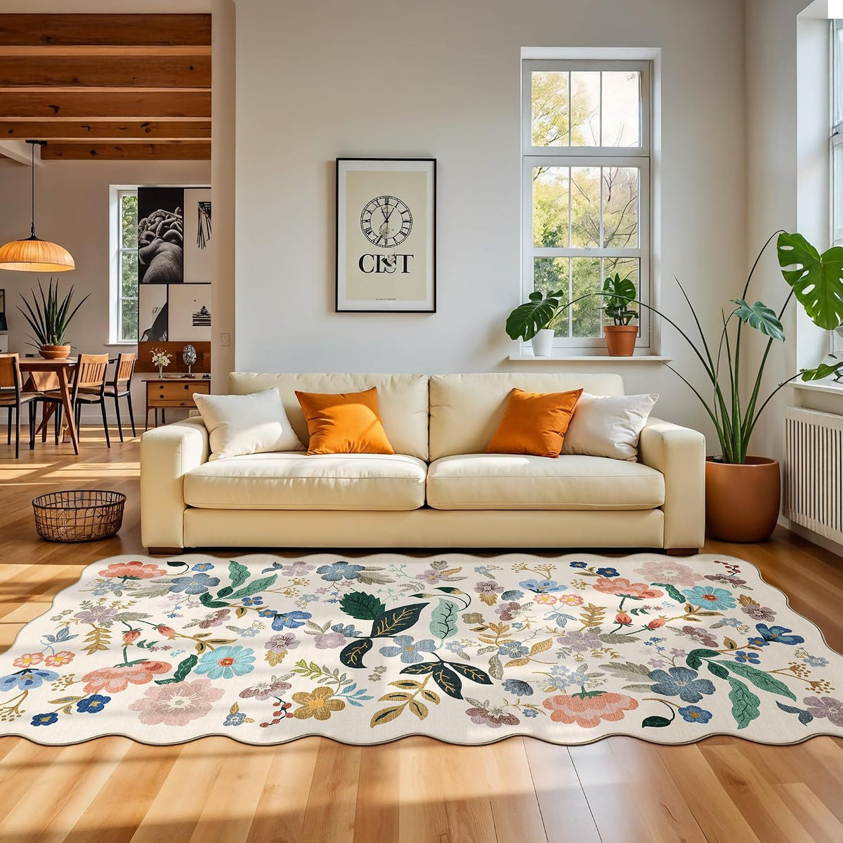 Hallway Washable Runner Rug - 3x10 Kitchen Rugs Entryway Rug Runner Vintage Soft Floor Mat Non Slip Indoor Farmhouse Carpet for Bathroom Living Room Bedroom (3 X 10, Beige)