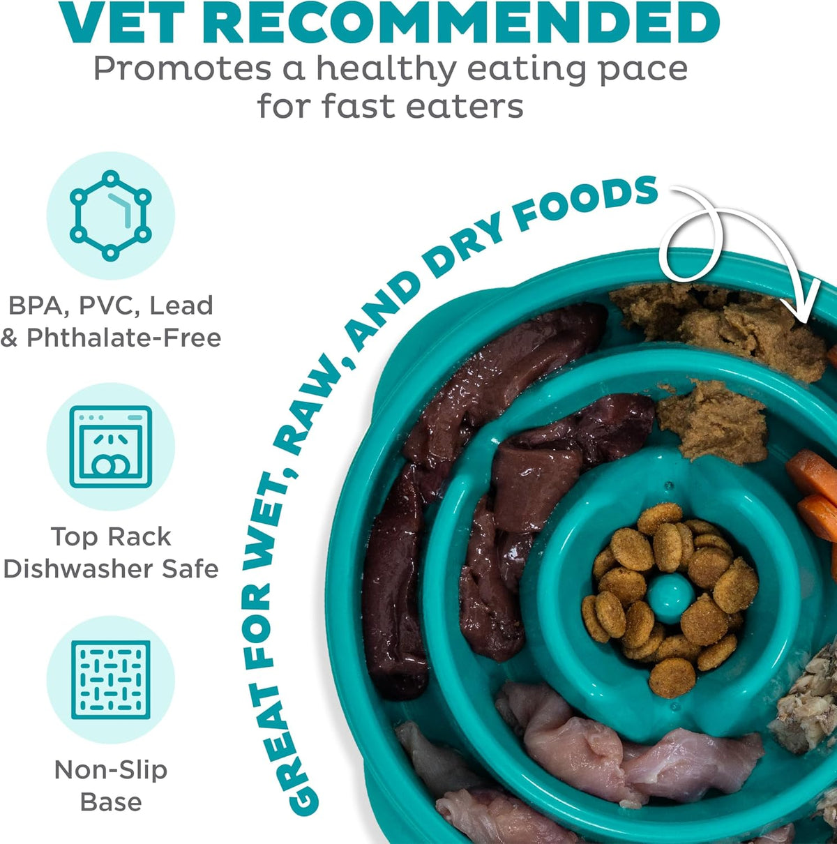 Outward Hound Fun Feeder Slo Bowl Dog Slow Feeder, Notch, Blue, 8.8"
