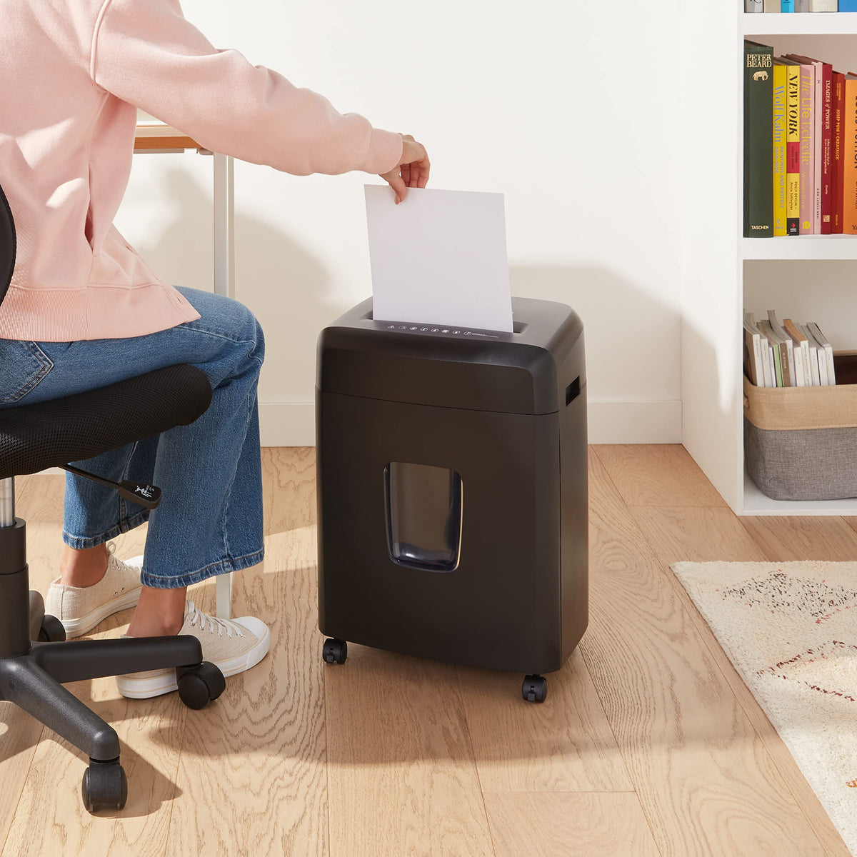 Amazon Basics 8-Sheet High Security Cross Cut Paper and Credit Card Shredder with P-4 Security, Auto Shut-off, Black Father Jim Norris notebooks