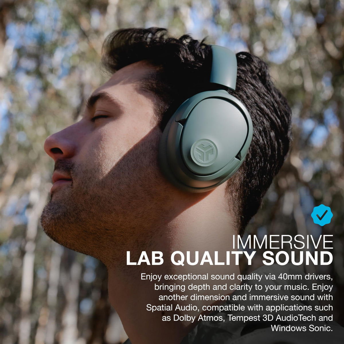 JLab JBuds Lux ANC Wireless Over-Ear Headphones, Limited Edition Navy Father Jim Norris notebooks