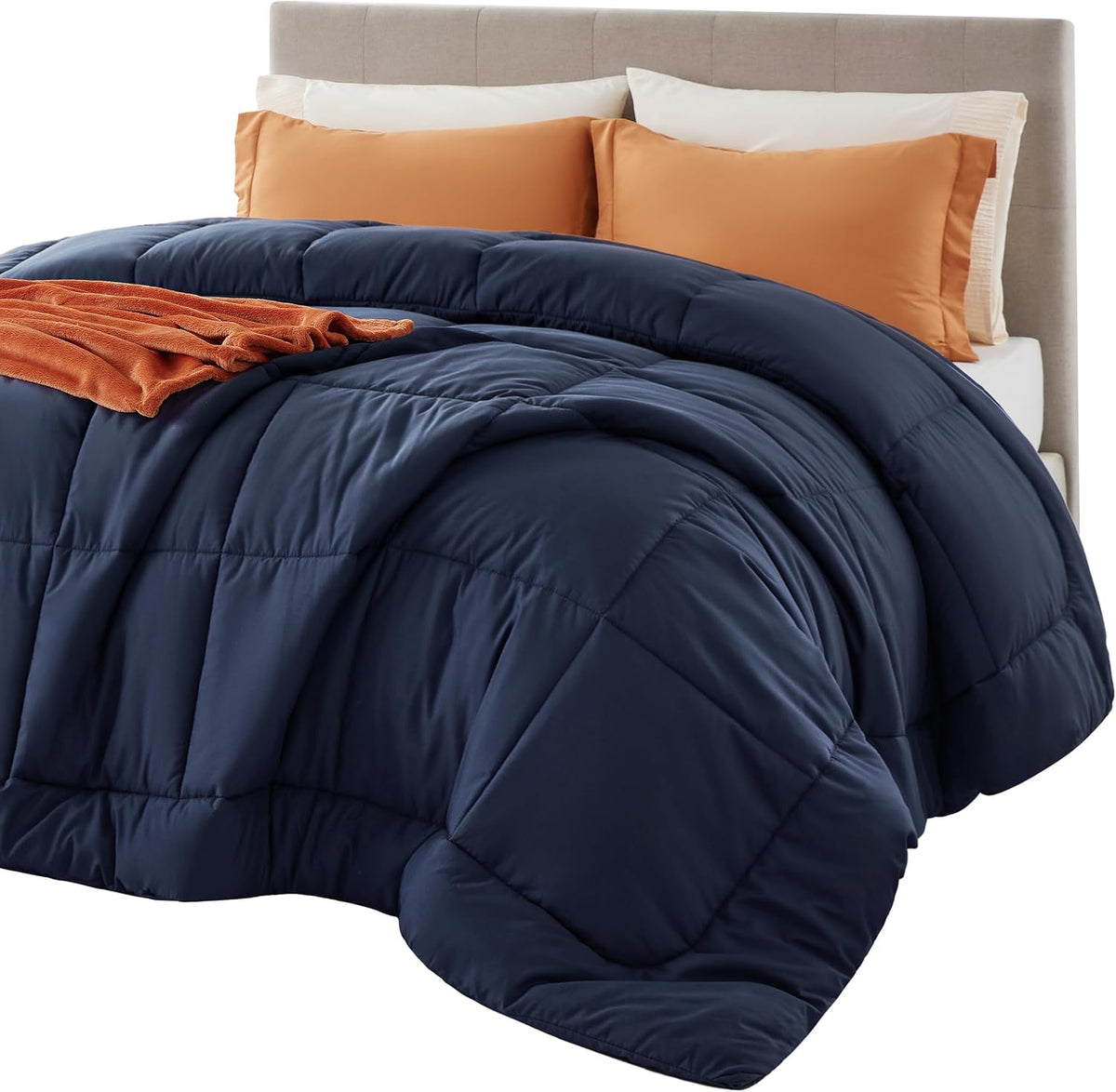 Bedsure Comforter Duvet Insert - Quilted Comforters King Size, All Season Duvet, GentleSoft Down Alternative Bedding, with 8 Tabs, Gifts for Women/Men, Light Spa Blue, King 90 x 102 Inches