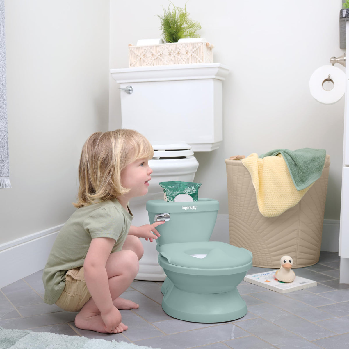 Ingenuity My Size Potty Training Toilet Kit with Sylvi Potty Training Book, Makes Learning