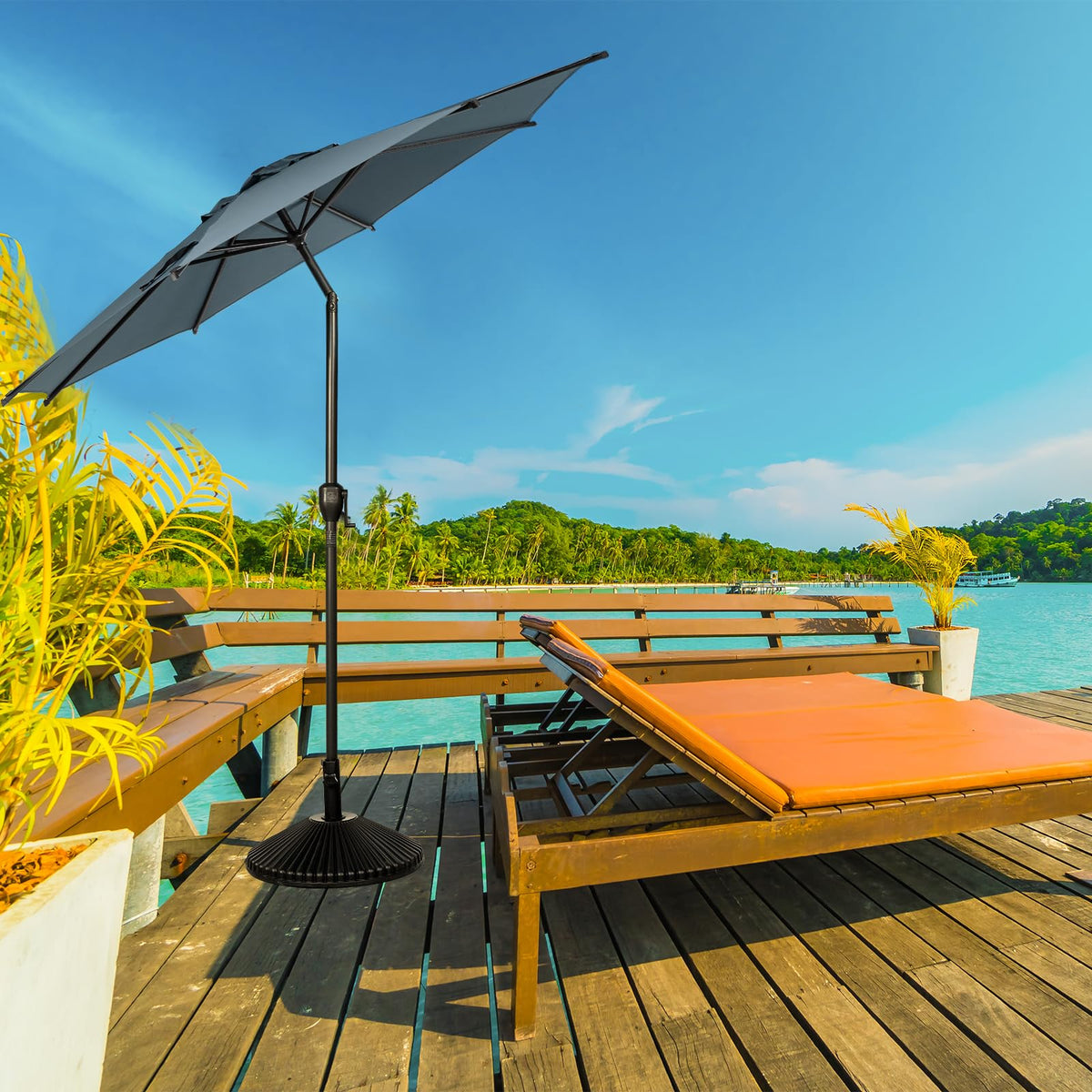 Abba Patio 7.5FT Lyon Outdoor Patio Umbrella Outdoor Table Umbrella with Push Button Tilt and Crank Market Umbrella 6 Sturdy Ribs UV Protection Waterproof for Garden Deck Backyard Pool Grey Father Jim Norris notebooks
