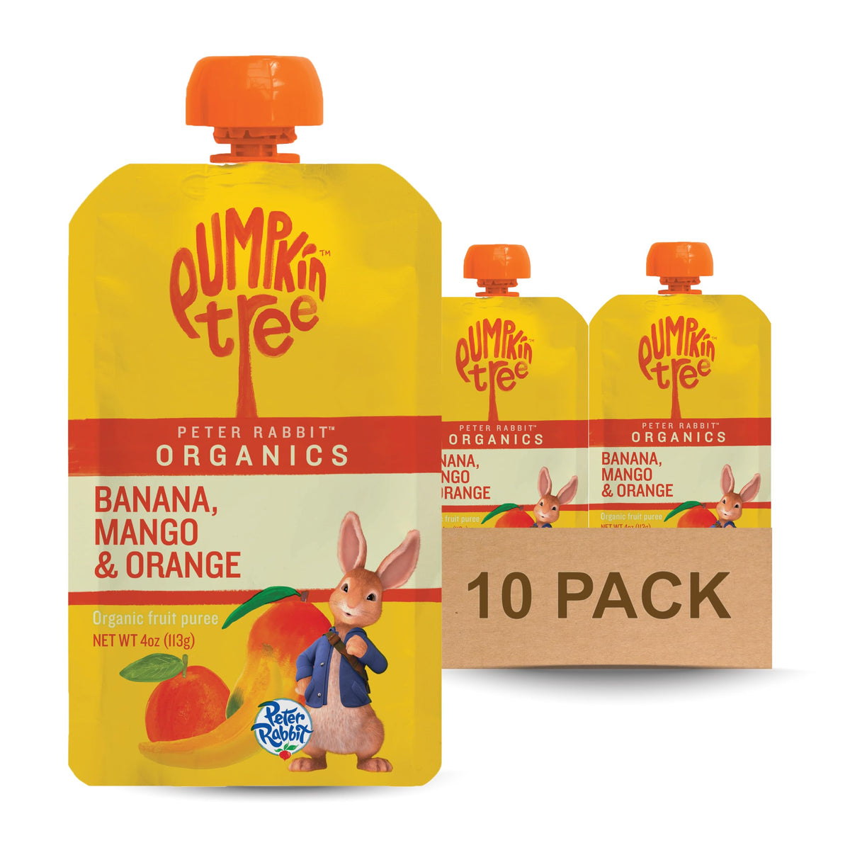 Pumpkin Tree Peter Rabbit Organics Strawberry and Banana Pure Fruit Snack, 4 Ounce (Pack of 10)