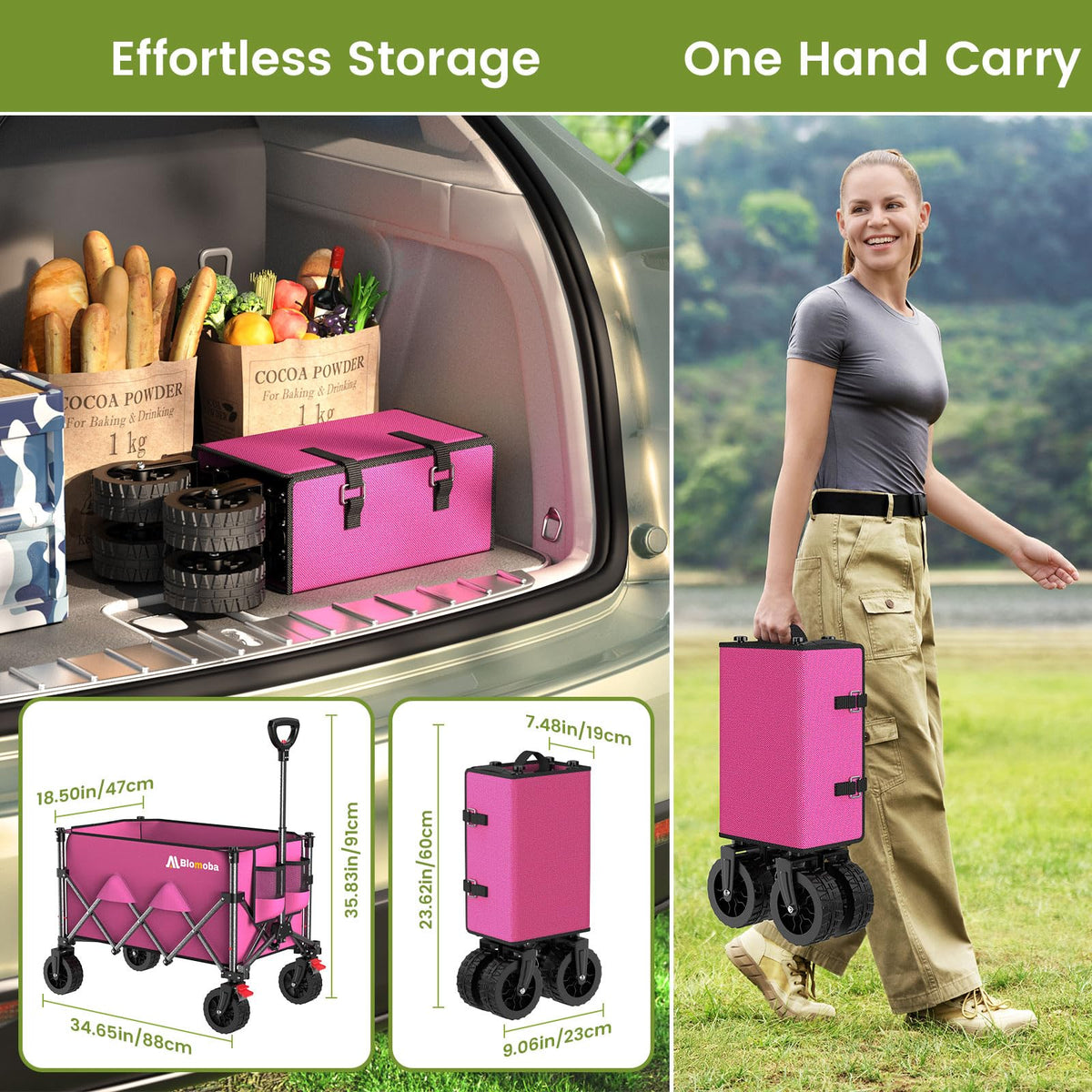 Blomoba Folding Wagon Cart with Wheels, 220lbs Utility Wagon Cart, Black Father Jim Norris notebooks