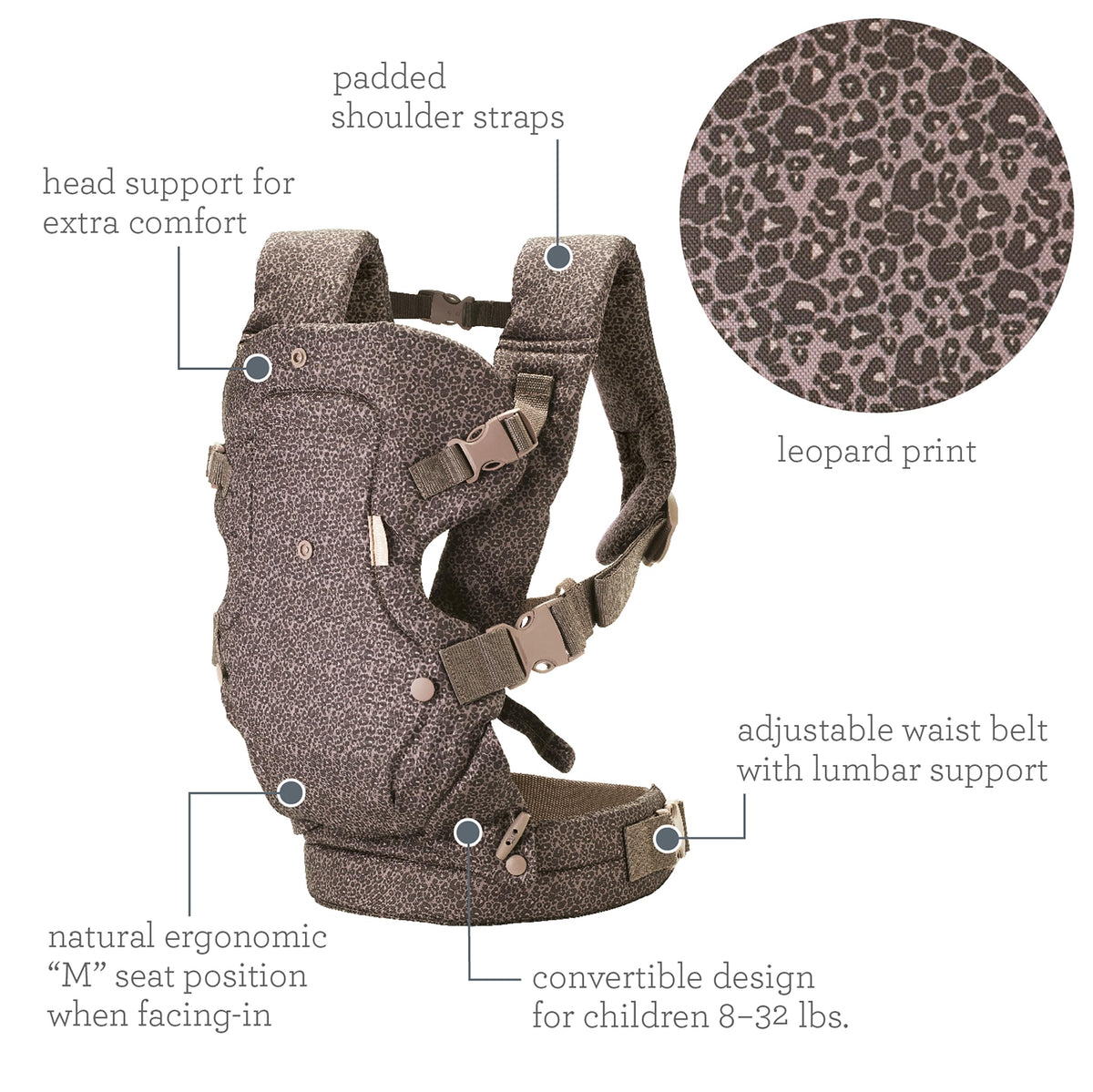 Infantino Flip 4-in-1 Baby Carrier Convertible Ergonomic, Gray
