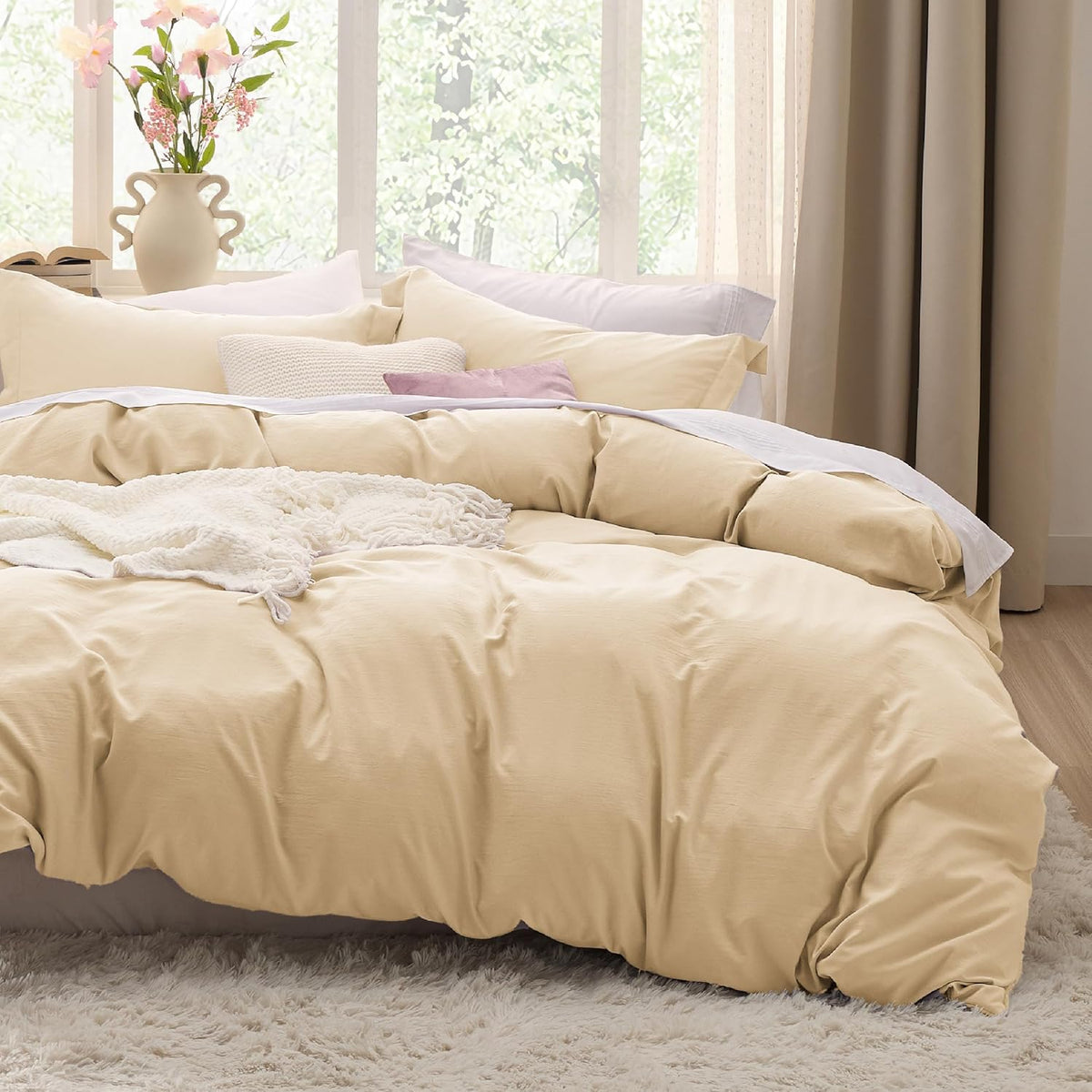 Bedsure Skipper Blue Duvet Cover Queen Size - 3 Pieces Prewashed Cotton-Like Polyester Extra Soft Bedding Set, Includes 1 Duvet Cover 90x90 Inches with Zipper Closure & 2 Pillow Shams, No Comforter