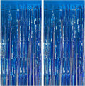 2 Pack Blue Party Decorations Ocean Party Decor Supplies Blue Party Streamers Birthday Decorations Tinsel Foil Fringe Curtains Photo Booth Props Celebration Decorations