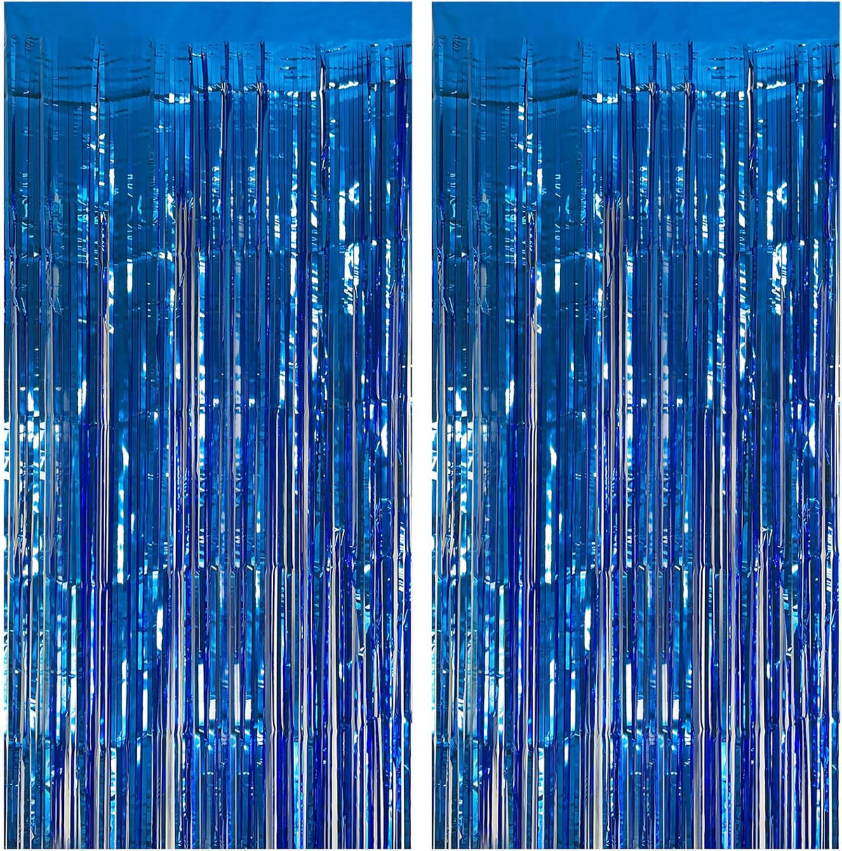 2 Pack Blue Party Decorations Ocean Party Decor Supplies Blue Party Streamers Birthday Decorations Tinsel Foil Fringe Curtains Photo Booth Props Celebration Decorations