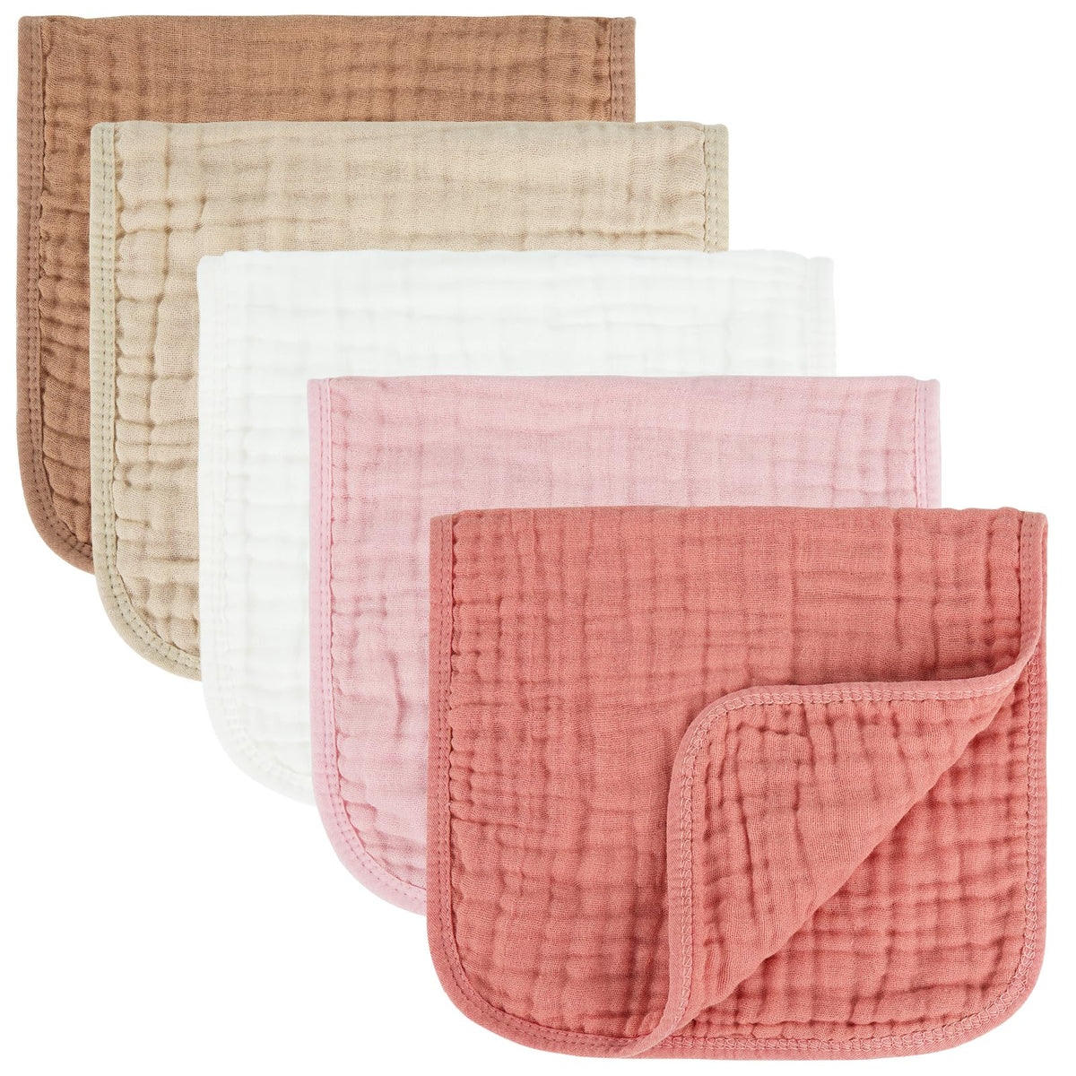 MIGIOL Baby Burp Cloths 100% Cotton Newborn Muslin Burp Cloths 10x20 inches Baby Essentials Blue & Green 5-Pack