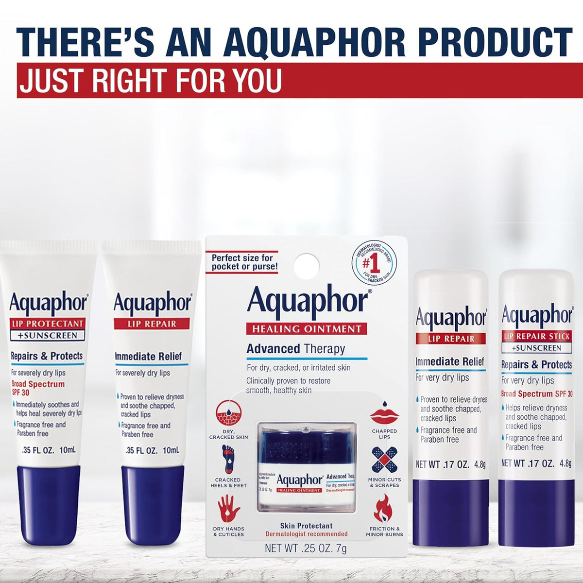 Aquaphor Lip Repair Ointment, Value Pack, 2 x 0.35 FL OZ