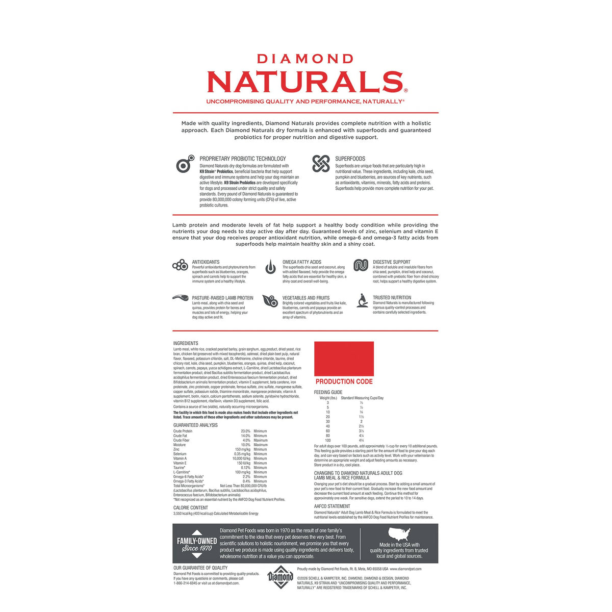 Diamond Naturals Light Adult Dry Dog Food, Lamb Meal & Rice, 30lb