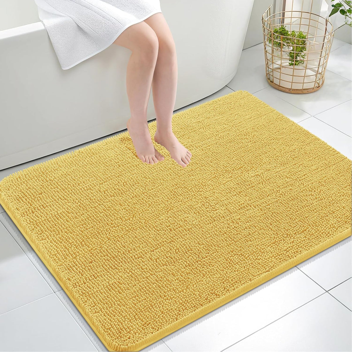 OLANLY Toilet Rugs U-Shaped 20x20,, Soft Absorbent Chenille Contour Rugs