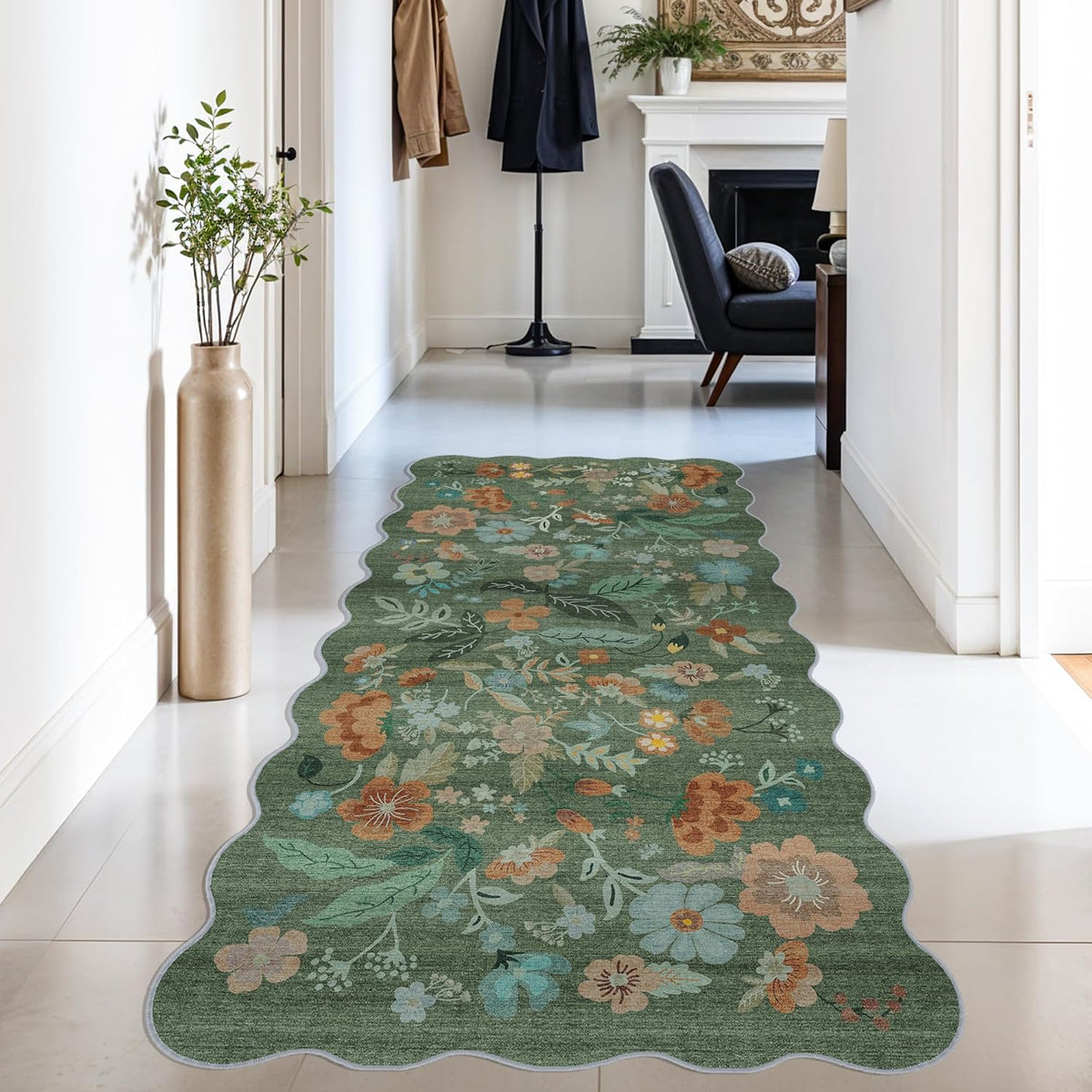 Hallway Washable Runner Rug - 3x10 Kitchen Rugs Entryway Rug Runner Vintage Soft Floor Mat Non Slip Indoor Farmhouse Carpet for Bathroom Living Room Bedroom (3 X 10, Beige)