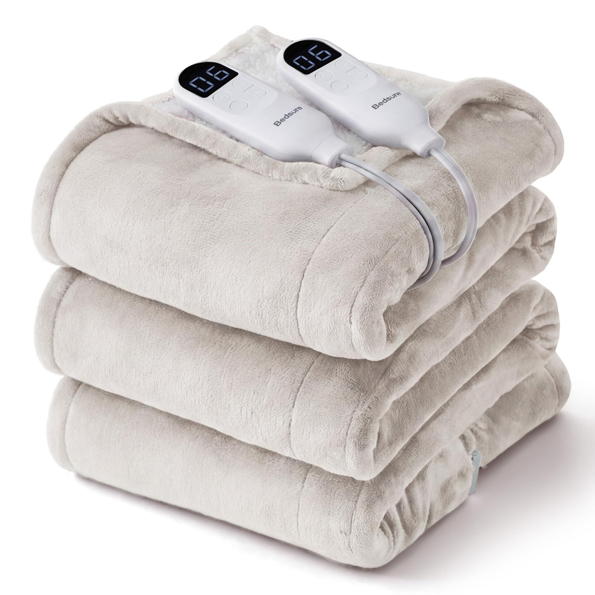 Bedsure Electric Blanket Twin with Preheat Function - Soft Flannel Heated Blanket Twin Size, Fast Heating with 6 Time Settings (Up to 10H) & 6 Heat Settings, Gifts for Grandma (62x84 inches, Grey)
