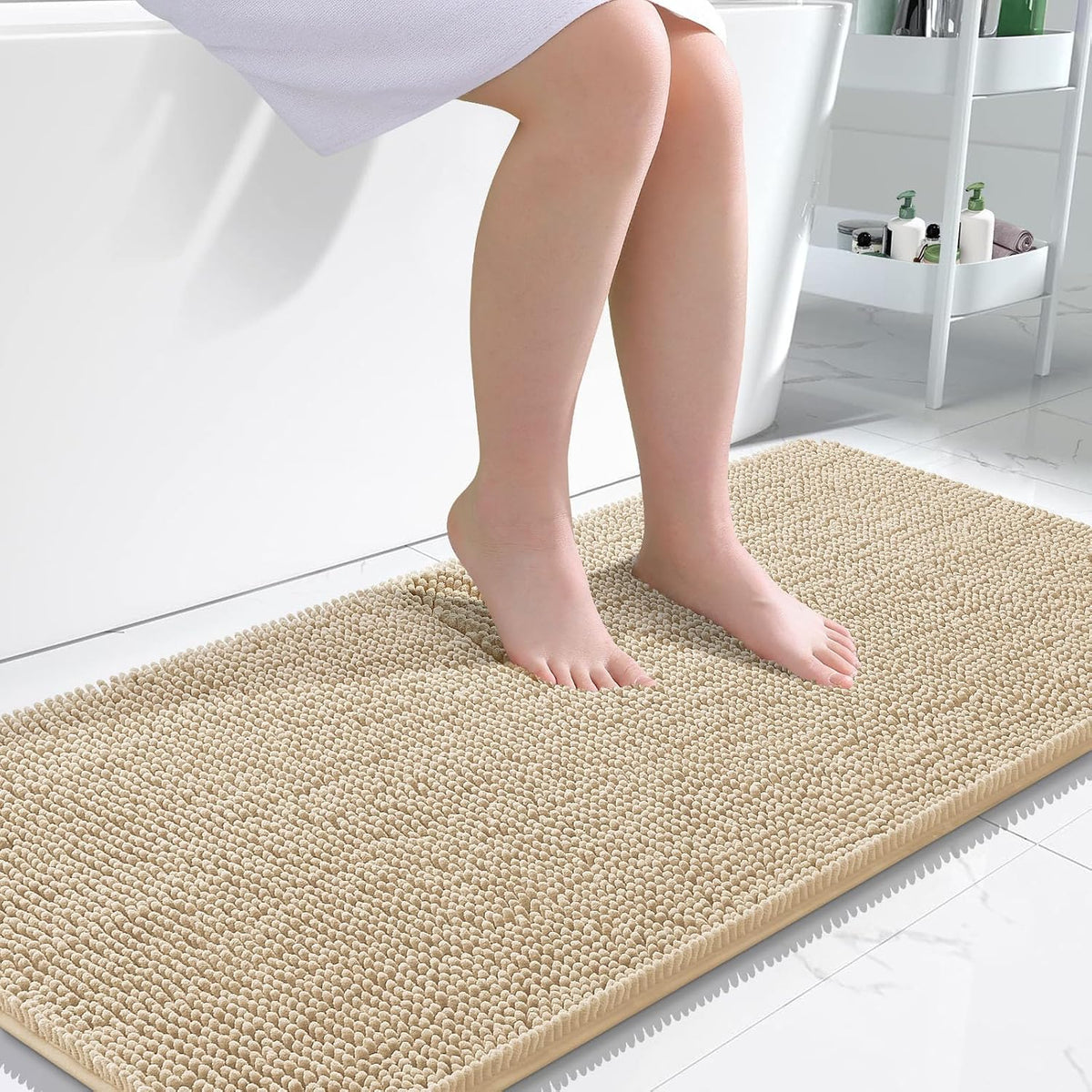 OLANLY Toilet Rugs U-Shaped 20x20,, Soft Absorbent Chenille Contour Rugs