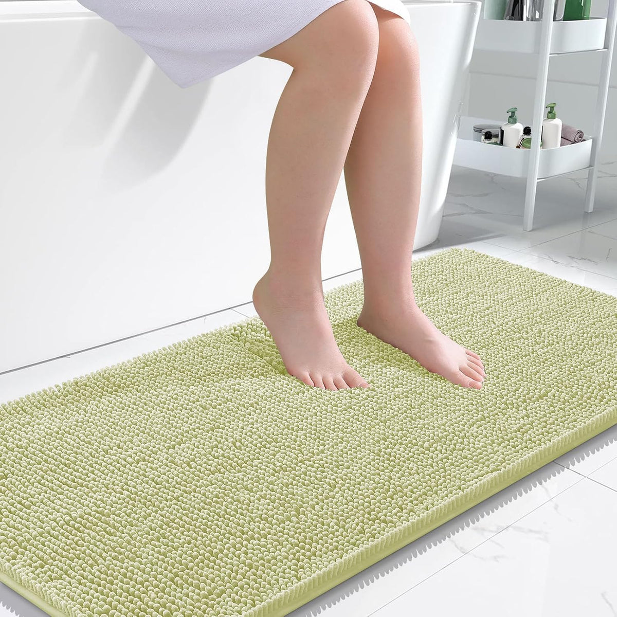 OLANLY Toilet Rugs U-Shaped 20x20,, Soft Absorbent Chenille Contour Rugs