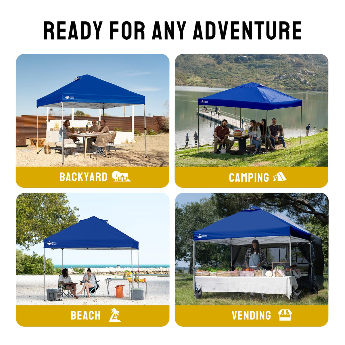 CROWN SHADES 10x10 Pop Up Canopy Tent with One Push Setup, Blue Father Jim Norris notebooks