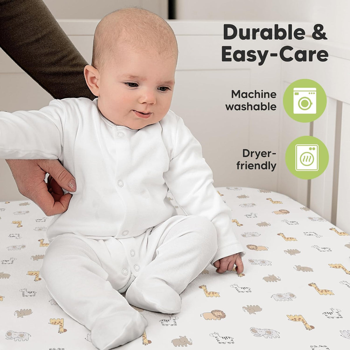 KeaBabies 2pk Organic Cotton Crib Sheets for Boys Girls 52x28, ABC Land Sky