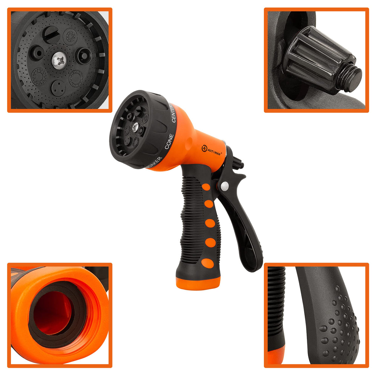 AUTOMAN Garden Hose Nozzle, Water Hose Sprayer Nozzle with 7 Adjustable Watering Patterns, Slip Resistant for Watering Plants, Lawn& Garden, Washing Cars, Cleaning, Showering Pets & Outdoor Fun. Father Jim Norris notebooks
