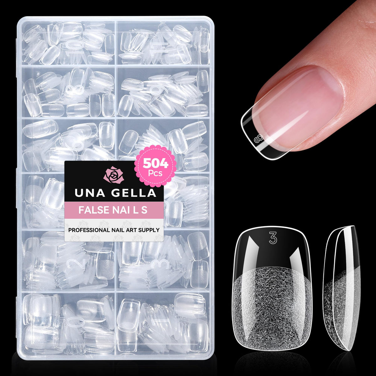 UNA GELLA Short Almond Nail Tips 504PCS Short Fake Nails Soft Press Ons