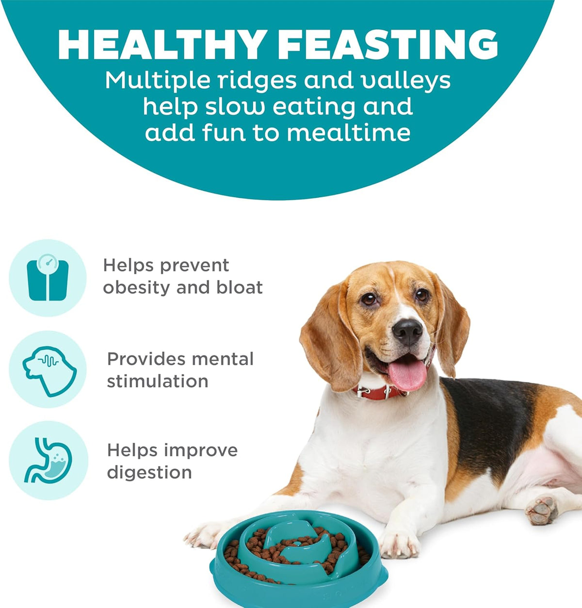 Outward Hound Fun Feeder Slo Bowl Dog Slow Feeder, Notch, Blue, 8.8"