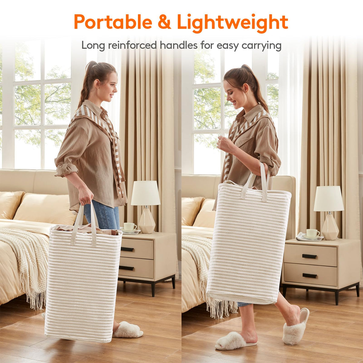 Lifewit 80L Large Laundry Baskets, Laundry Hampers Bags, 2 Pack, Grey