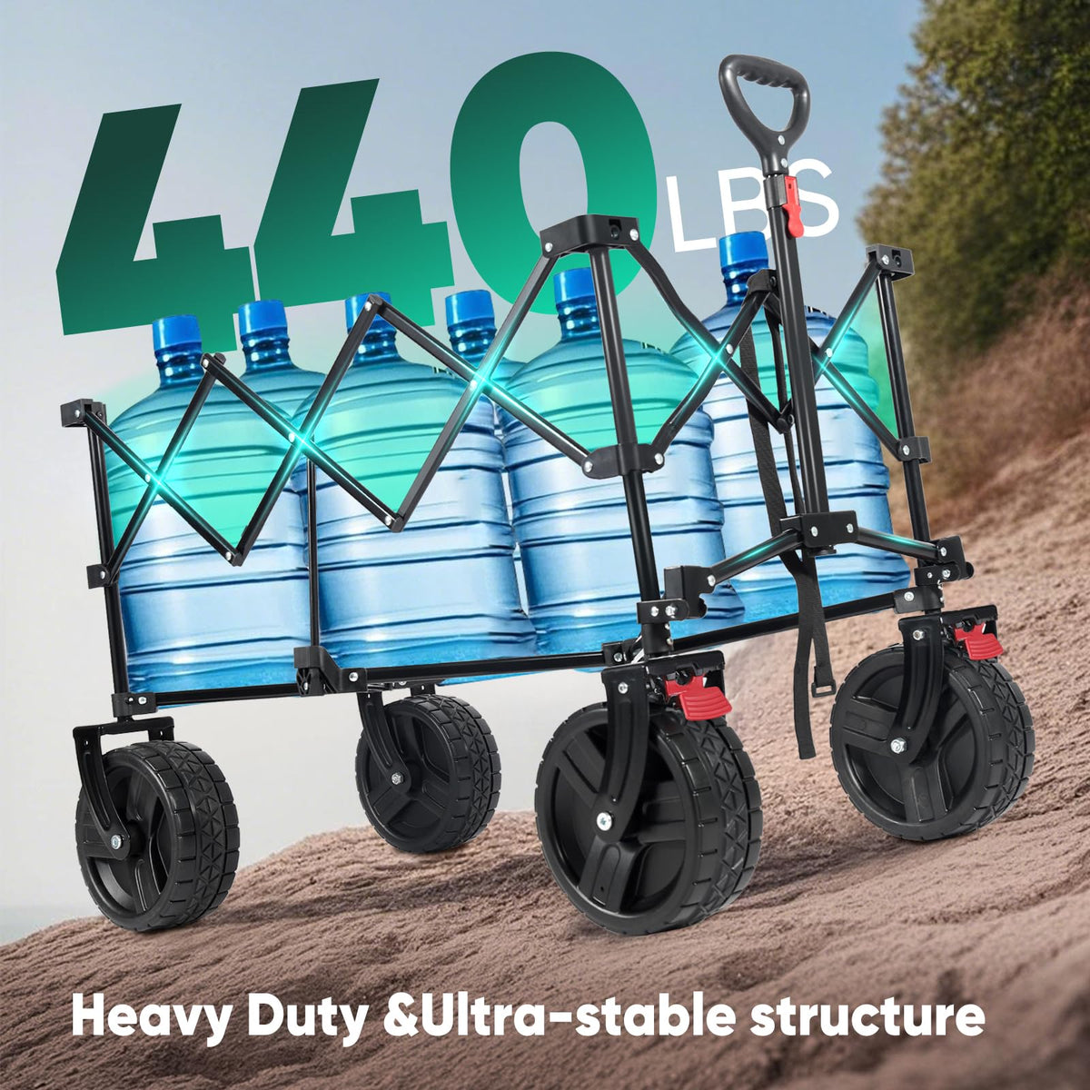 Sekey Lightweight Collapsible Wagon, 220 lb Capacity, Quick-Fold Cart Father Jim Norris notebooks