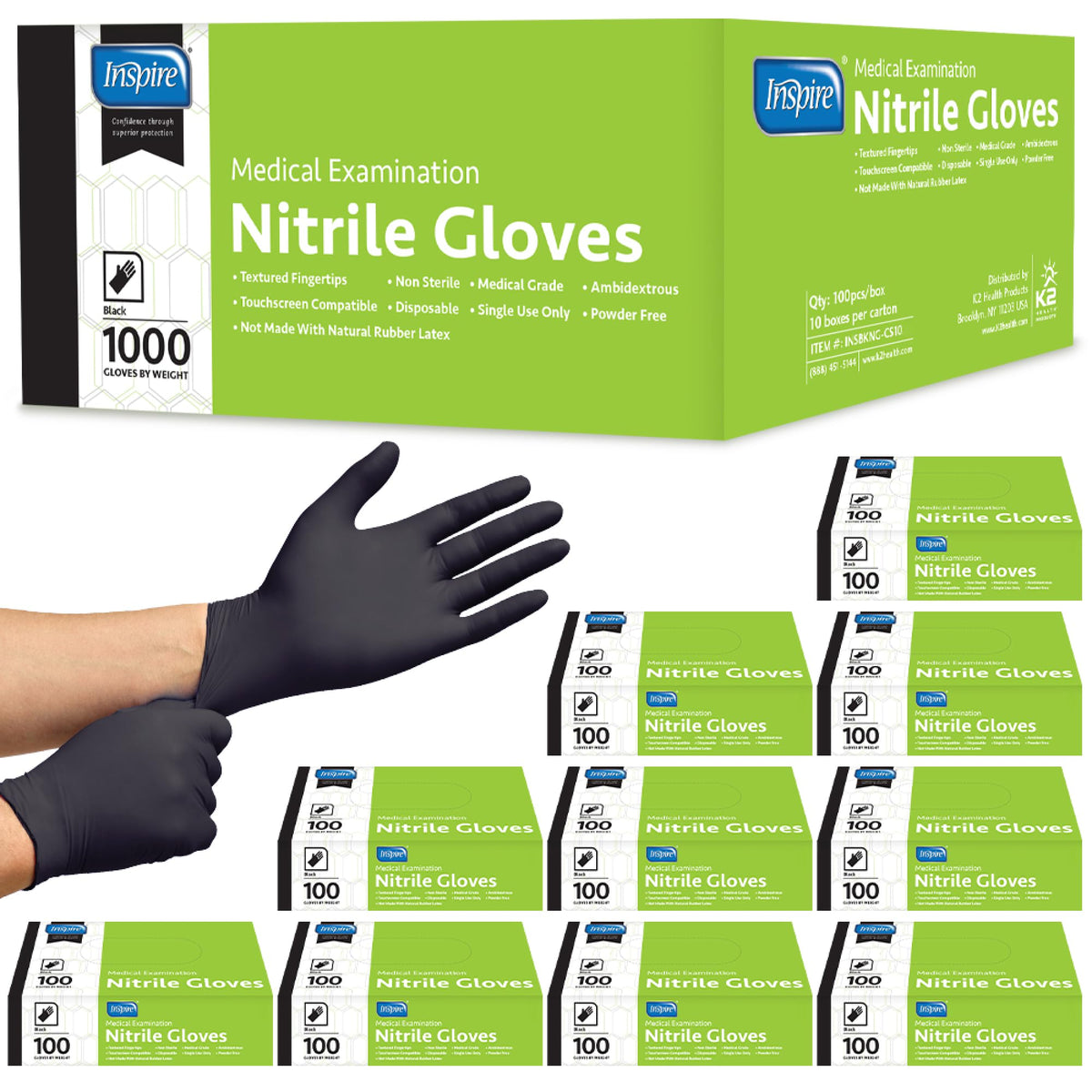 Inspire Black Nitrile Disposable Gloves | 4.5 Nitrile Disposable Safety Medical Cooking Cleaning Gloves Father Jim Norris notebooks