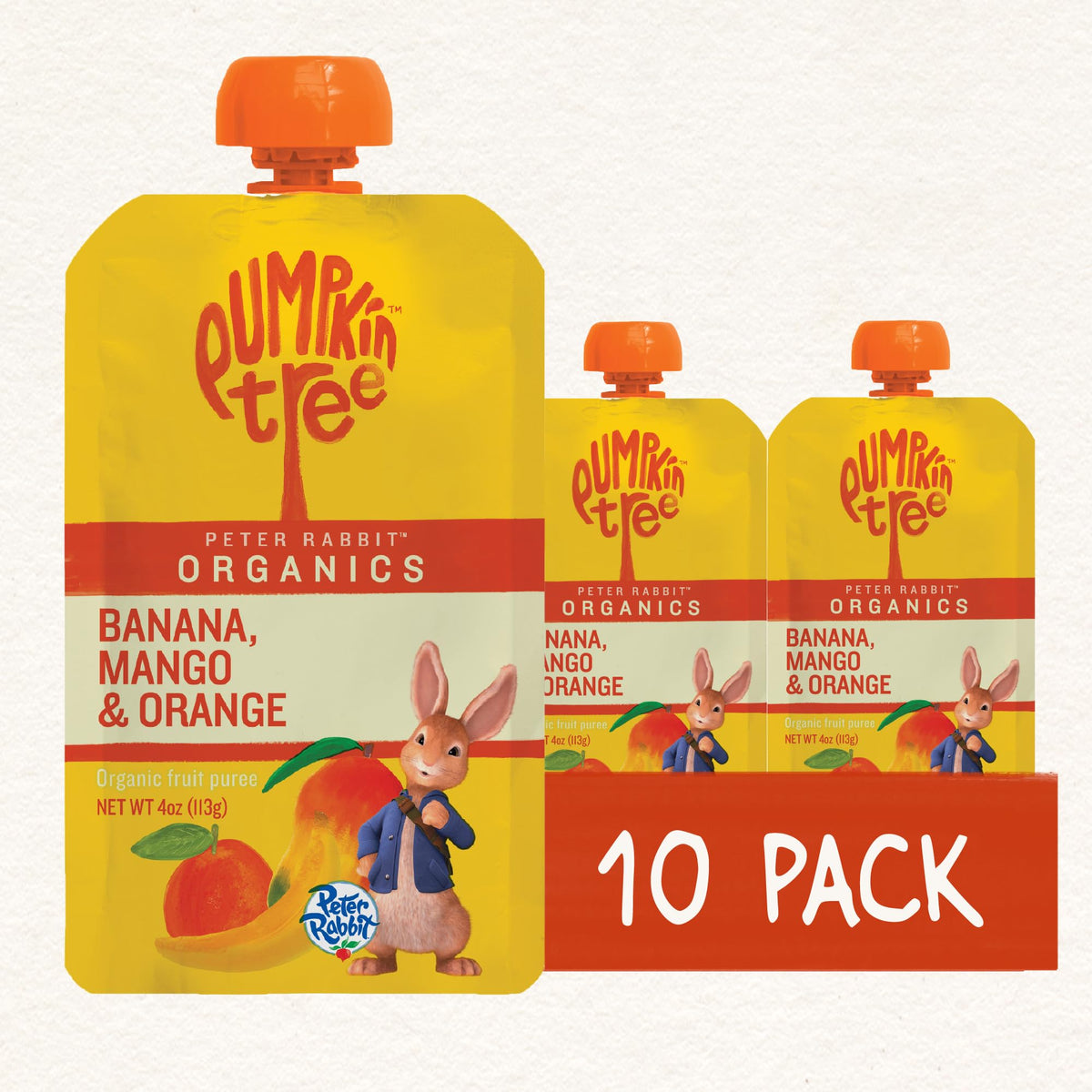 Pumpkin Tree Peter Rabbit Organics Strawberry and Banana Pure Fruit Snack, 4 Ounce (Pack of 10)