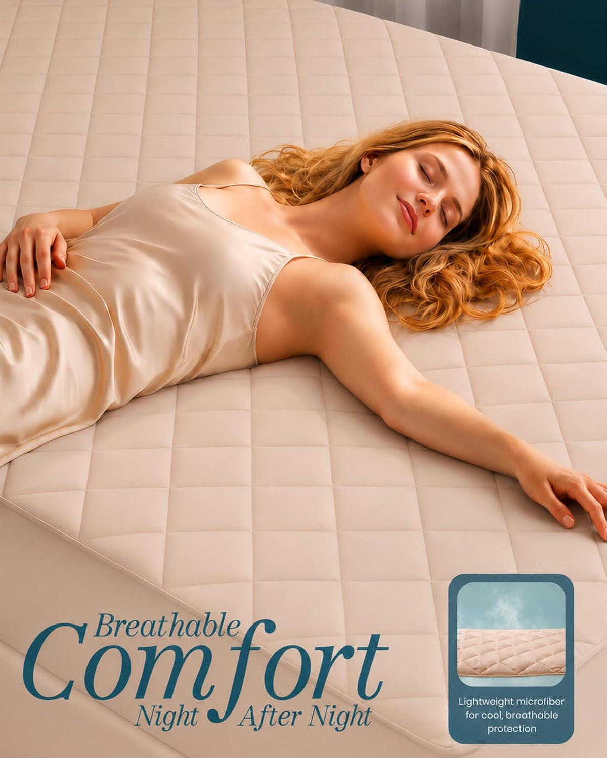 Queen Mattress Pad, Quilted Mattress Protector Topper fits 16" Deep Pocket