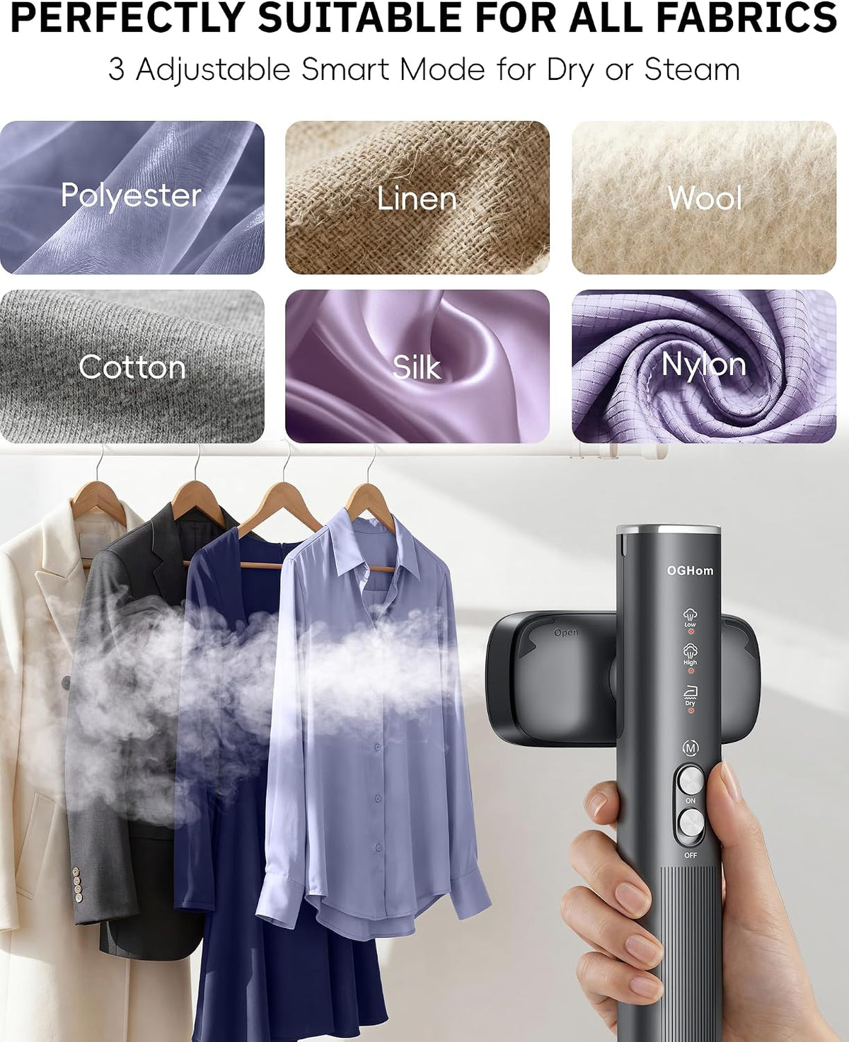 OGHom Steamer for Clothes, 110-240V Travel Steamer & Iron 2 in 1, 1000W Powerful Steam.