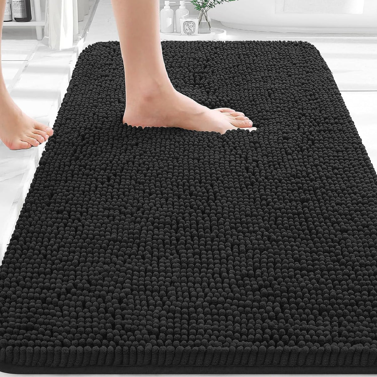 OLANLY Toilet Rugs U-Shaped 20x20,, Soft Absorbent Chenille Contour Rugs