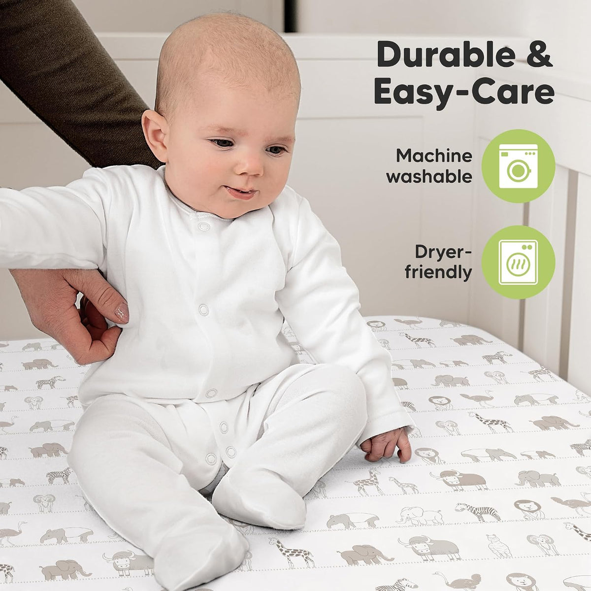 KeaBabies 2pk Organic Cotton Crib Sheets for Boys Girls 52x28, ABC Land Sky
