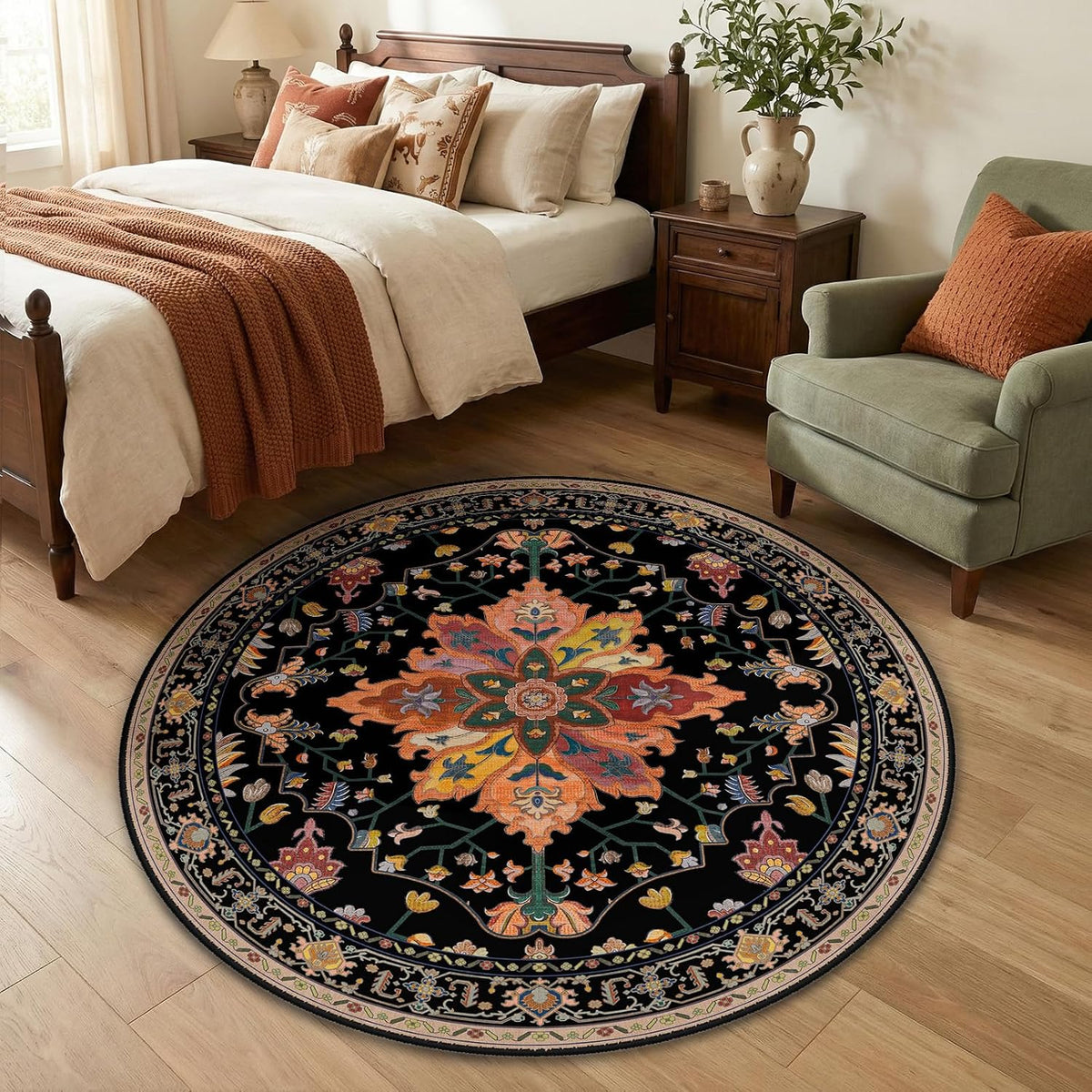 RELEANY Washable Area Rug, Small 2'x3', Teal Green/White/Navy