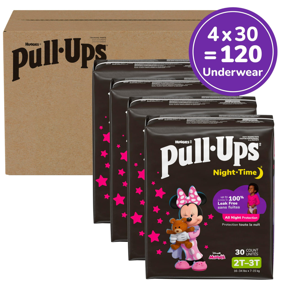 Pull-Ups Girls' Night-Time Potty Training Pants, Size 4T-5T, 52 Count