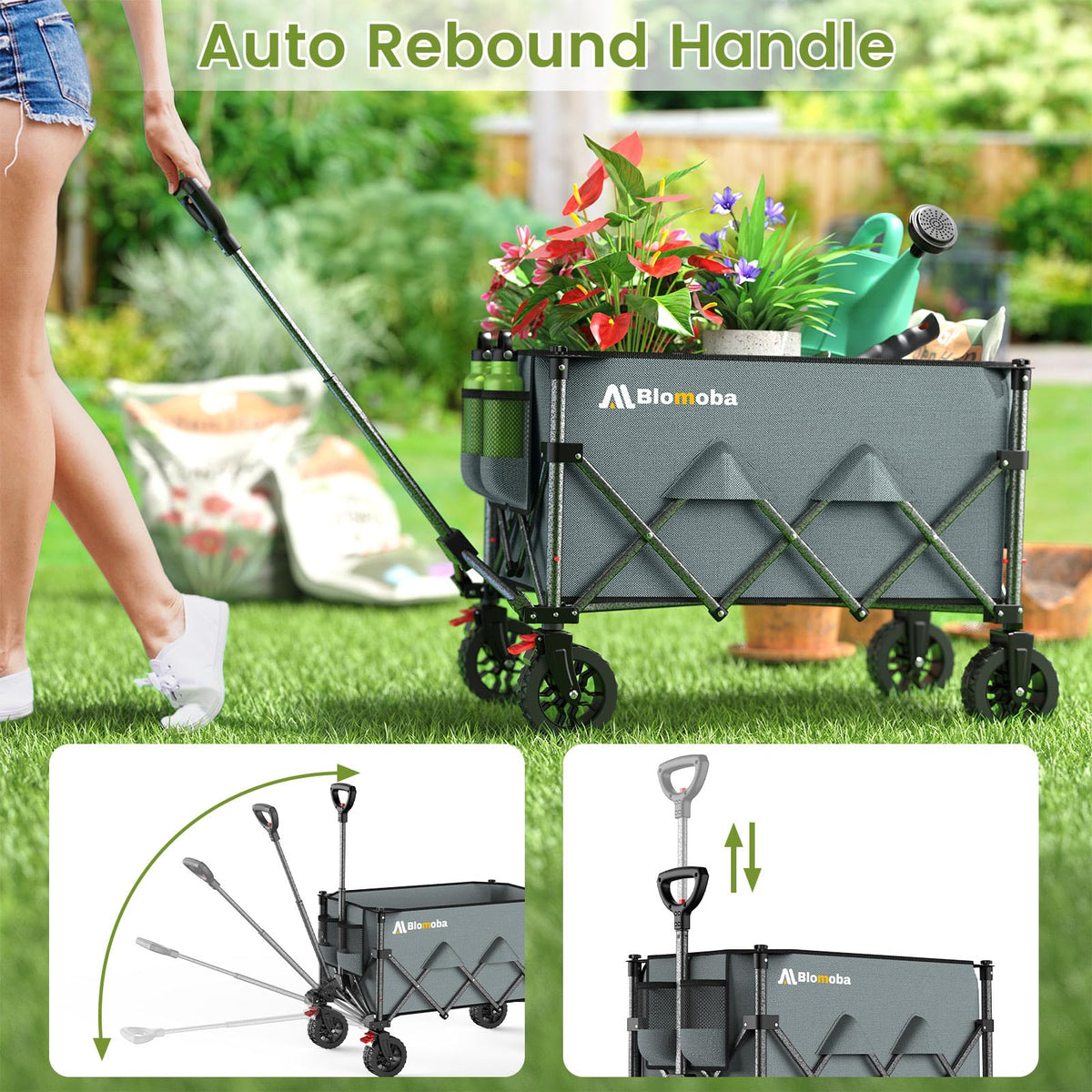 Blomoba Folding Wagon Cart with Wheels, 220lbs Utility Wagon Cart, Black Father Jim Norris notebooks
