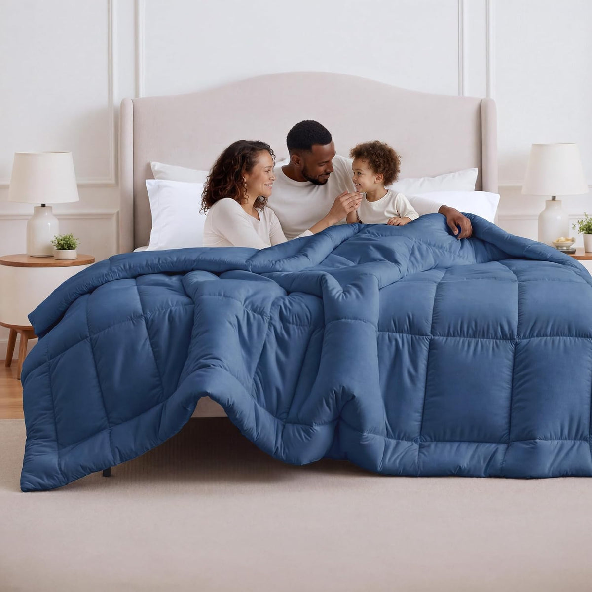 Bedsure Comforter Duvet Insert - Quilted Comforters King Size, All Season Duvet, GentleSoft Down Alternative Bedding, with 8 Tabs, Gifts for Women/Men, Light Spa Blue, King 90 x 102 Inches