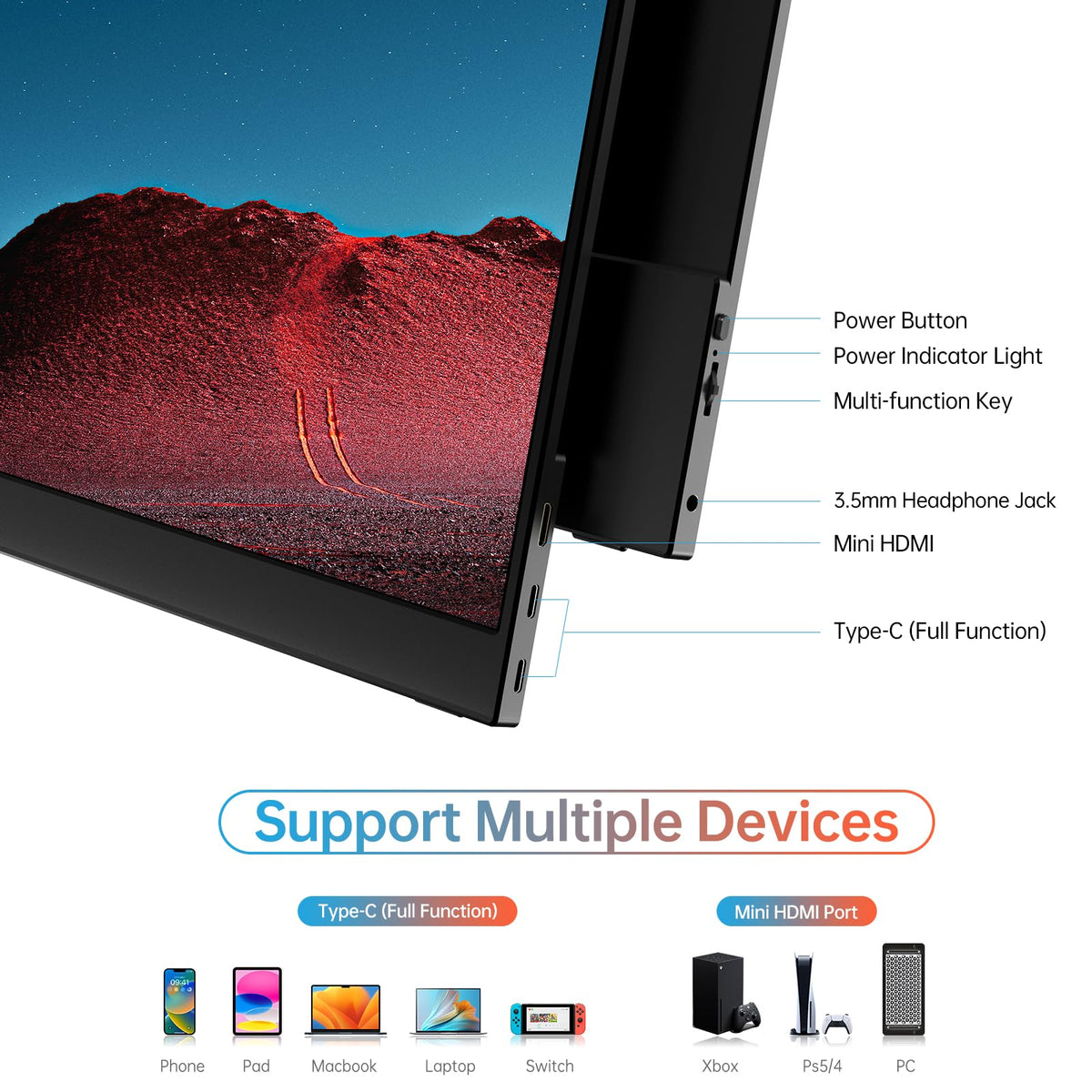 MNN 15.6" FHD 60Hz Portable Monitor USB-C HDMI IPS HDR Gaming Laptop Father Jim Norris notebooks