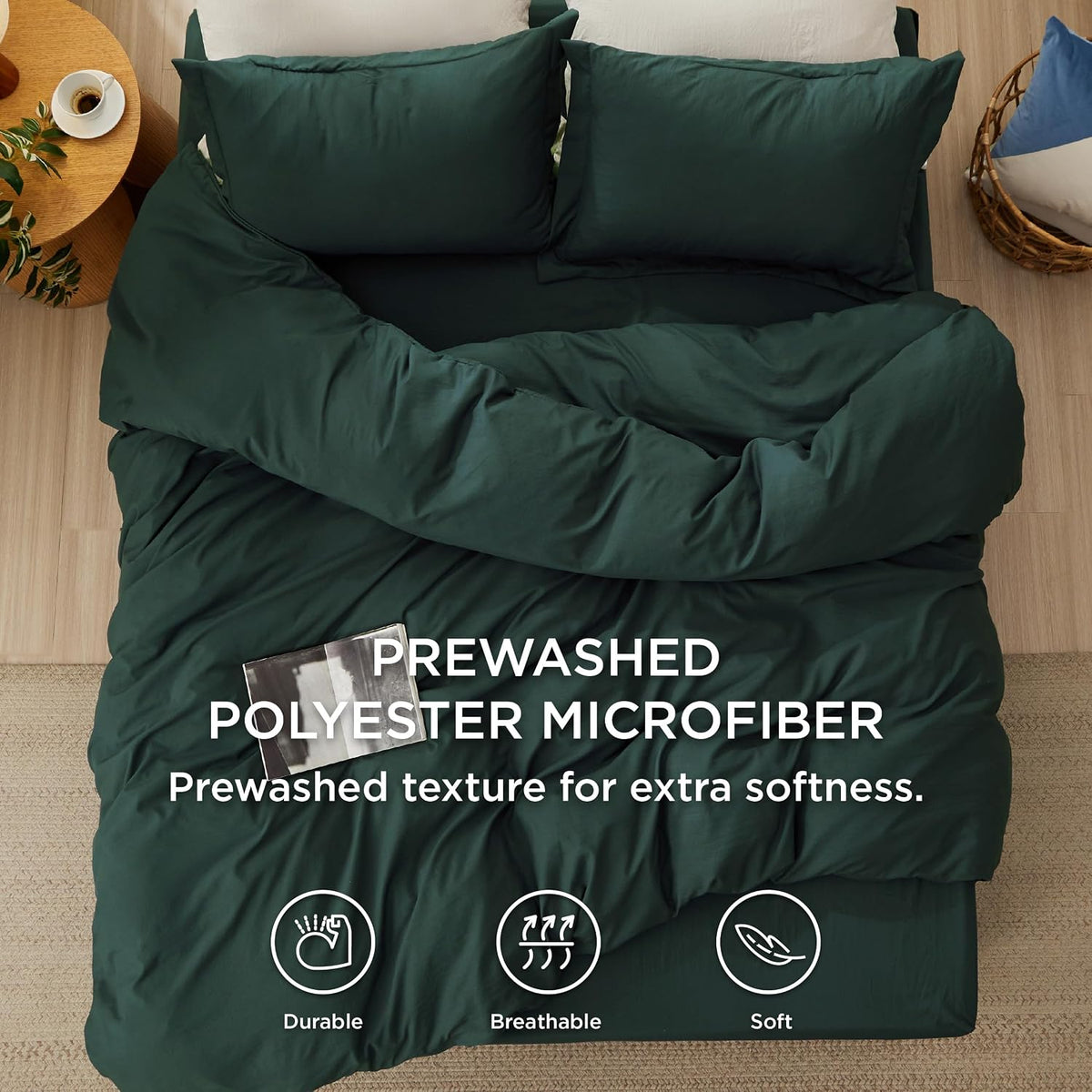 Bedsure Skipper Blue Duvet Cover Queen Size - 3 Pieces Prewashed Cotton-Like Polyester Extra Soft Bedding Set, Includes 1 Duvet Cover 90x90 Inches with Zipper Closure & 2 Pillow Shams, No Comforter