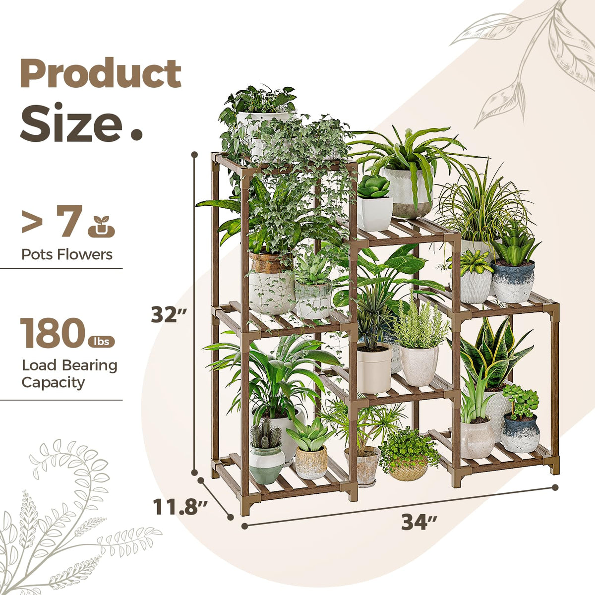 Bamworld Plant Stand Indoor with Flower Fairy Lights Battery Plant Shelf Father Jim Norris notebooks