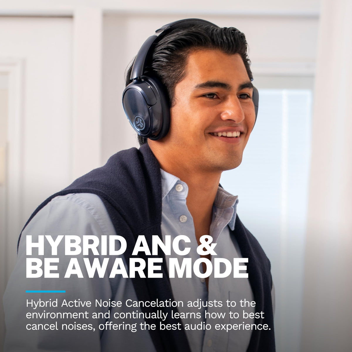 JLab JBuds Lux ANC Wireless Over-Ear Headphones, Limited Edition Navy Father Jim Norris notebooks