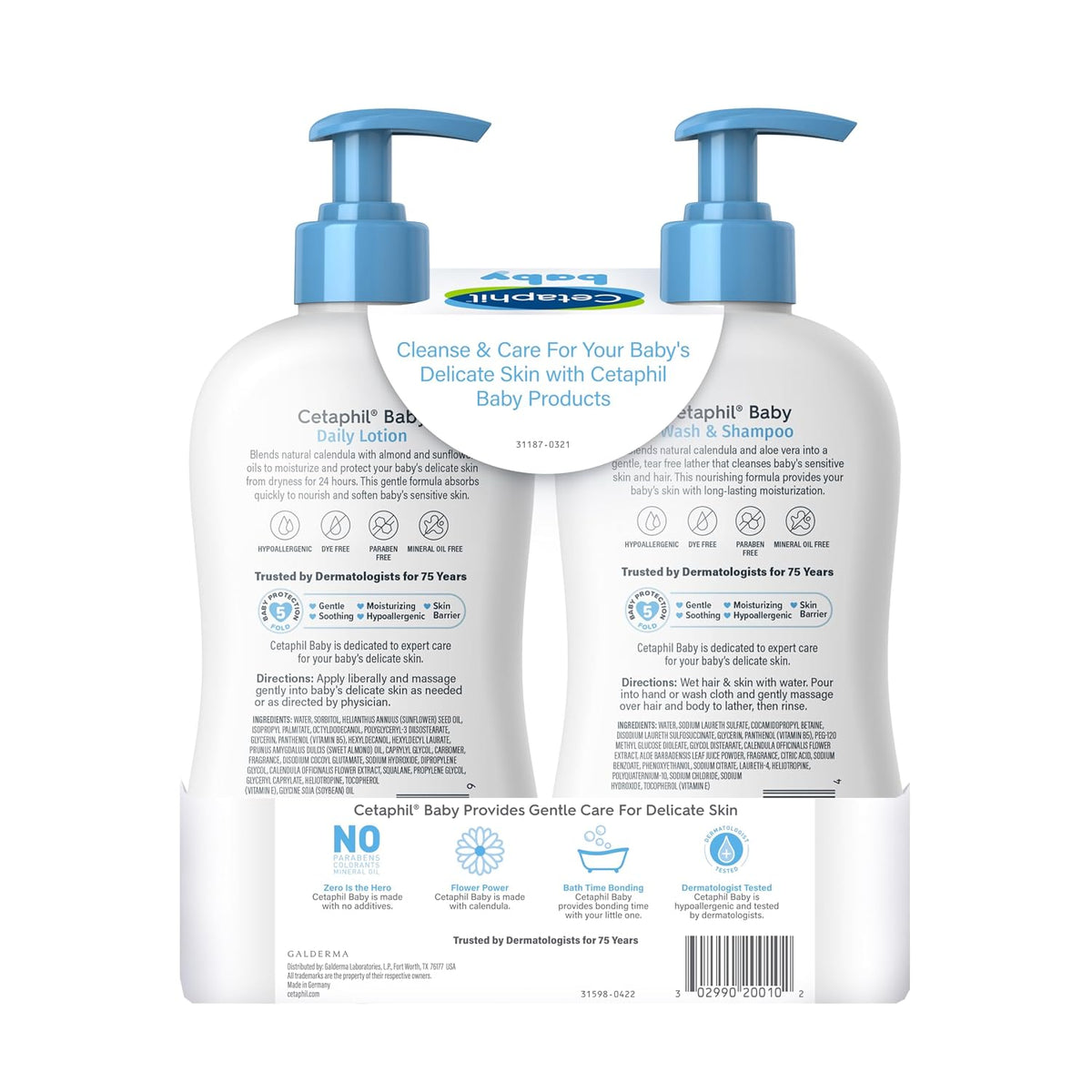 Cetaphil 2-in-1 Baby Shampoo & Body Wash, Tear Free, Calendula, 7.8oz