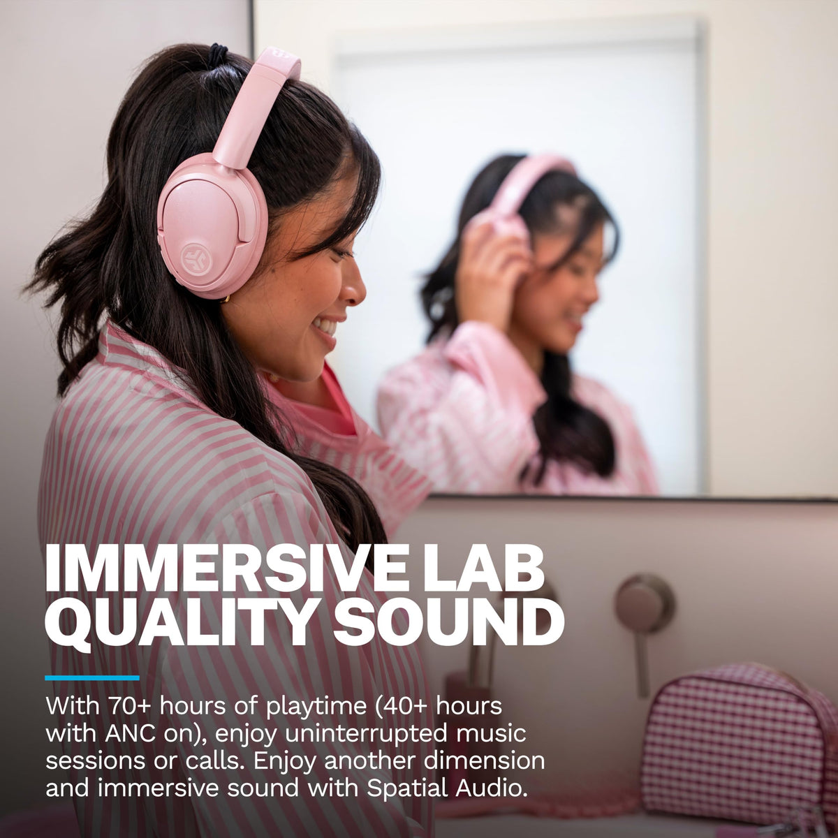 JLab JBuds Lux ANC Wireless Over-Ear Headphones, Limited Edition Navy Father Jim Norris notebooks
