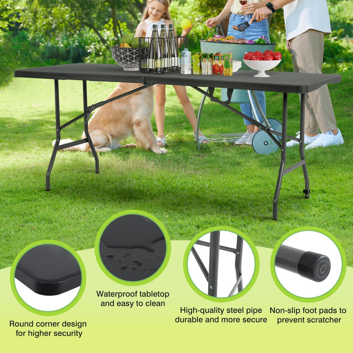 BestOffice | 6FT Folding Table | Black | Portable Plastic Table Father Jim Norris notebooks